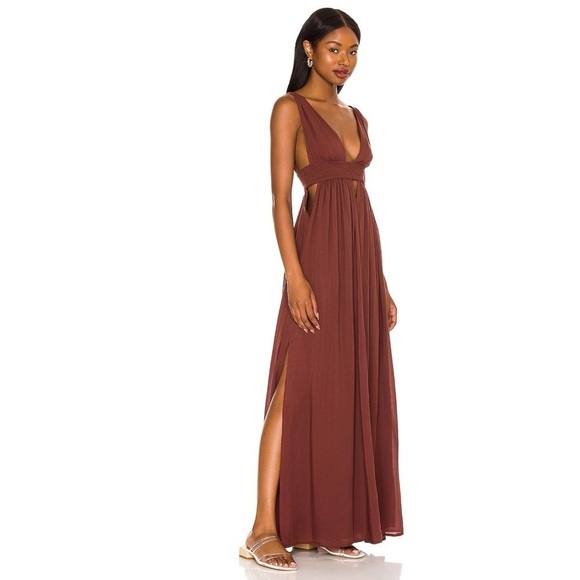 INDAH l Revolve Anjeli Maxi Dress Namibia Side Slits Drop Neck Open Back NWT L - Picture 14 of 15